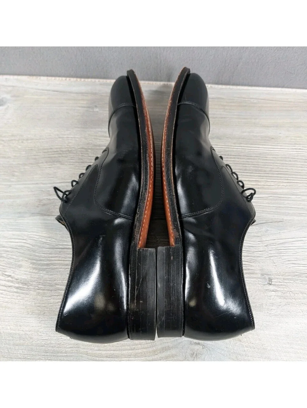 Johnston Murphy Mens 13D Black Leather Cap Toe Oxford Dress Shoes Handcrafted